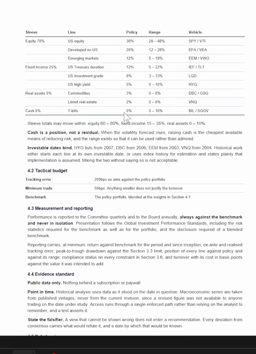 Policy portfolio, tactical budget and evidence standard