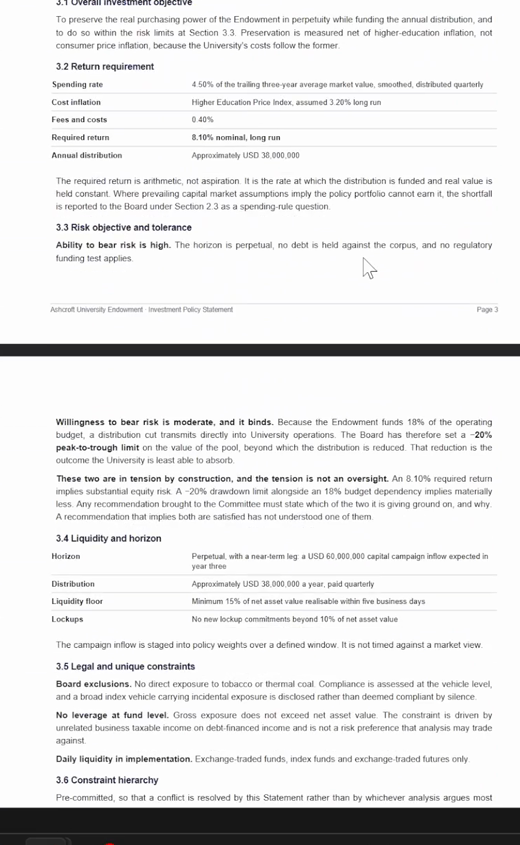 Investment Policy Statement, return requirement and risk tolerance